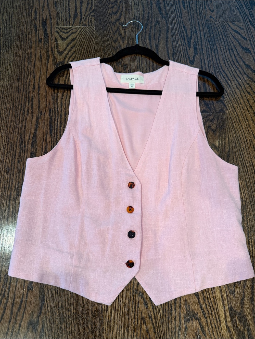 l*space Blush Pink Button-Front Sleeveless Vest